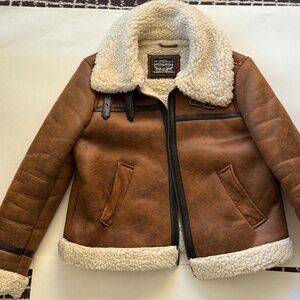 LEVIS oversized tab detail shearling bomber jacket